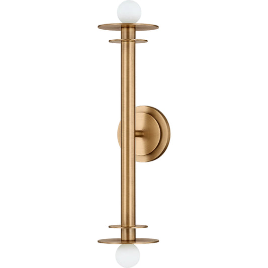 Arley Wall Sconce by Troy in patina brass. Made from steel in a unique style.
