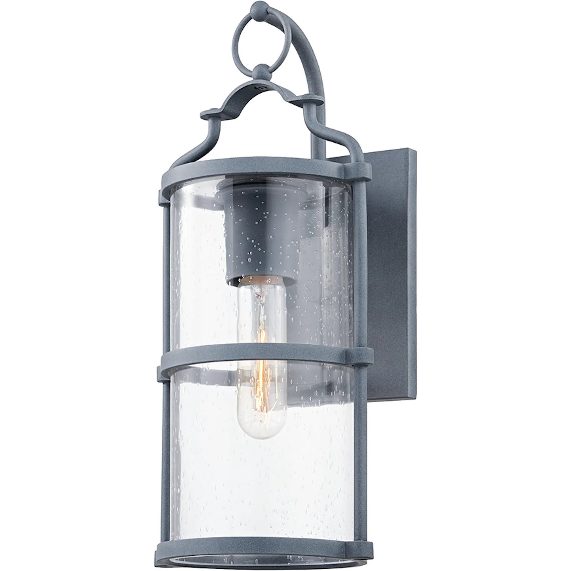 Burbank Exterior Wall Sconce by Troy in textured black. Made from aluminum, stainless steel in a traditional style.