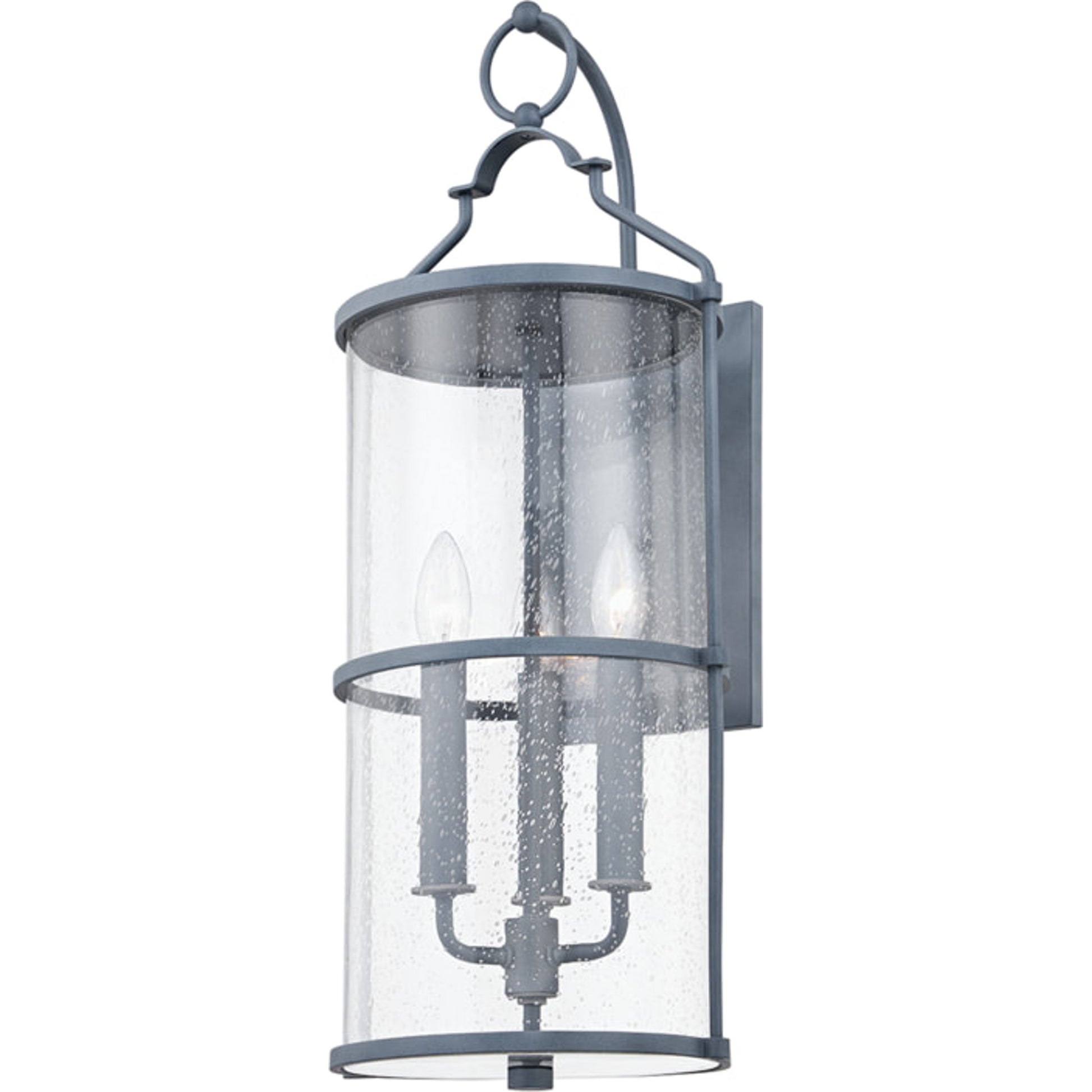 Burbank Exterior Wall Sconce by Troy in textured black. Made from aluminum, stainless steel in a traditional style.