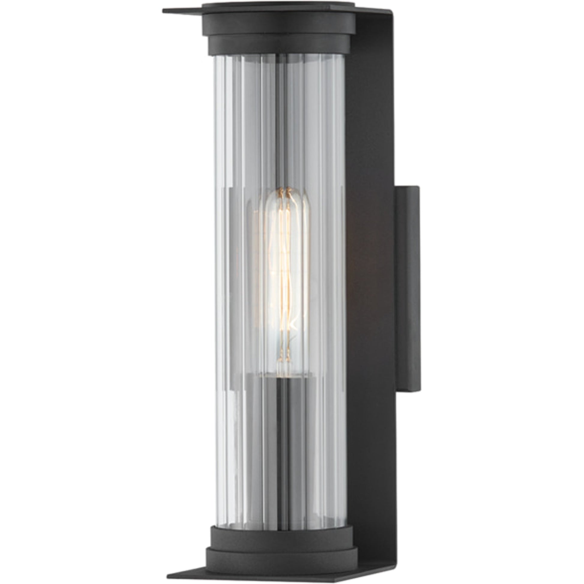 Presley Exterior Wall Sconce by Troy in textured black. Made from iron, steel in a modern style.