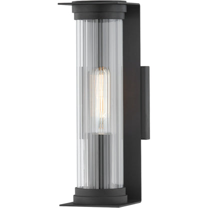 Presley Exterior Wall Sconce by Troy in textured black. Made from iron, steel in a modern style.