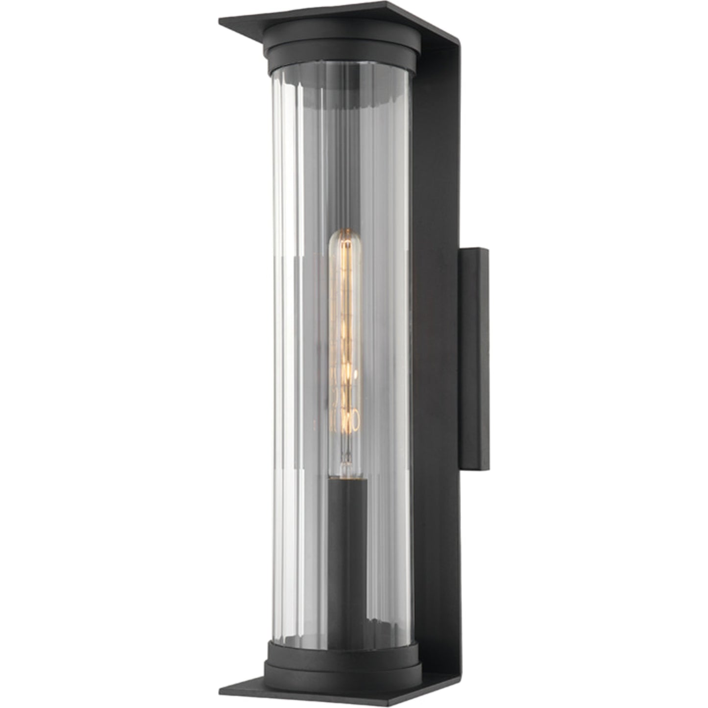 002 SI-1759006 | Primary Silo | Presley Exterior Wall Sconce by Troy in textured black. Made from iron, steel in a modern style.