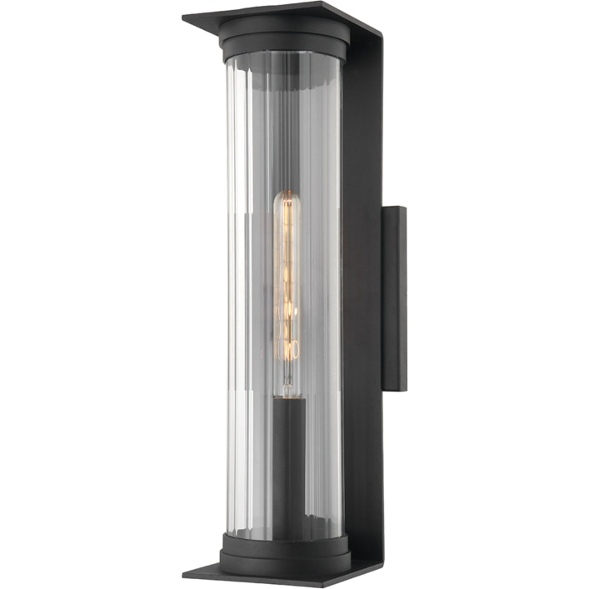 Presley Exterior Wall Sconce by Troy in textured black. Made from iron, steel in a modern style.