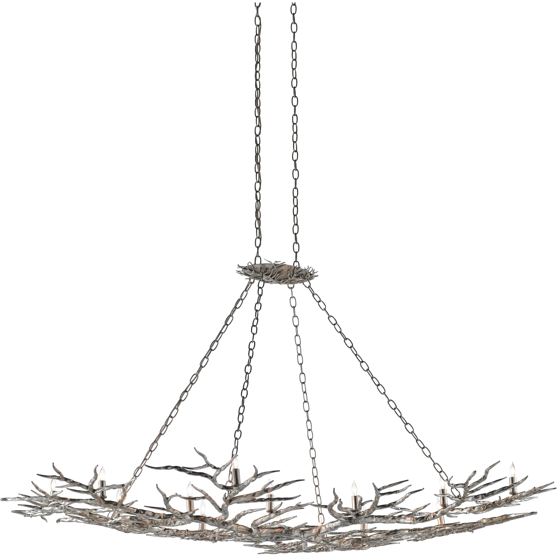 Rainforest Chandelier by Currey and Company in rustic bronze. Made from unique in a rustic style.