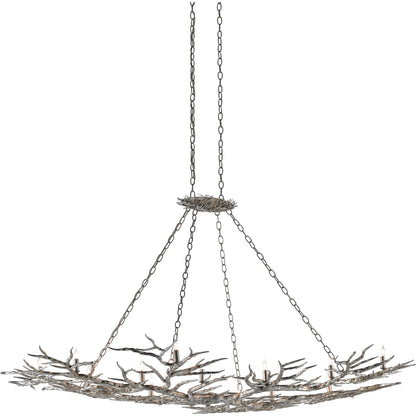 Rainforest Chandelier by Currey and Company in rustic bronze. Made from unique in a rustic style.