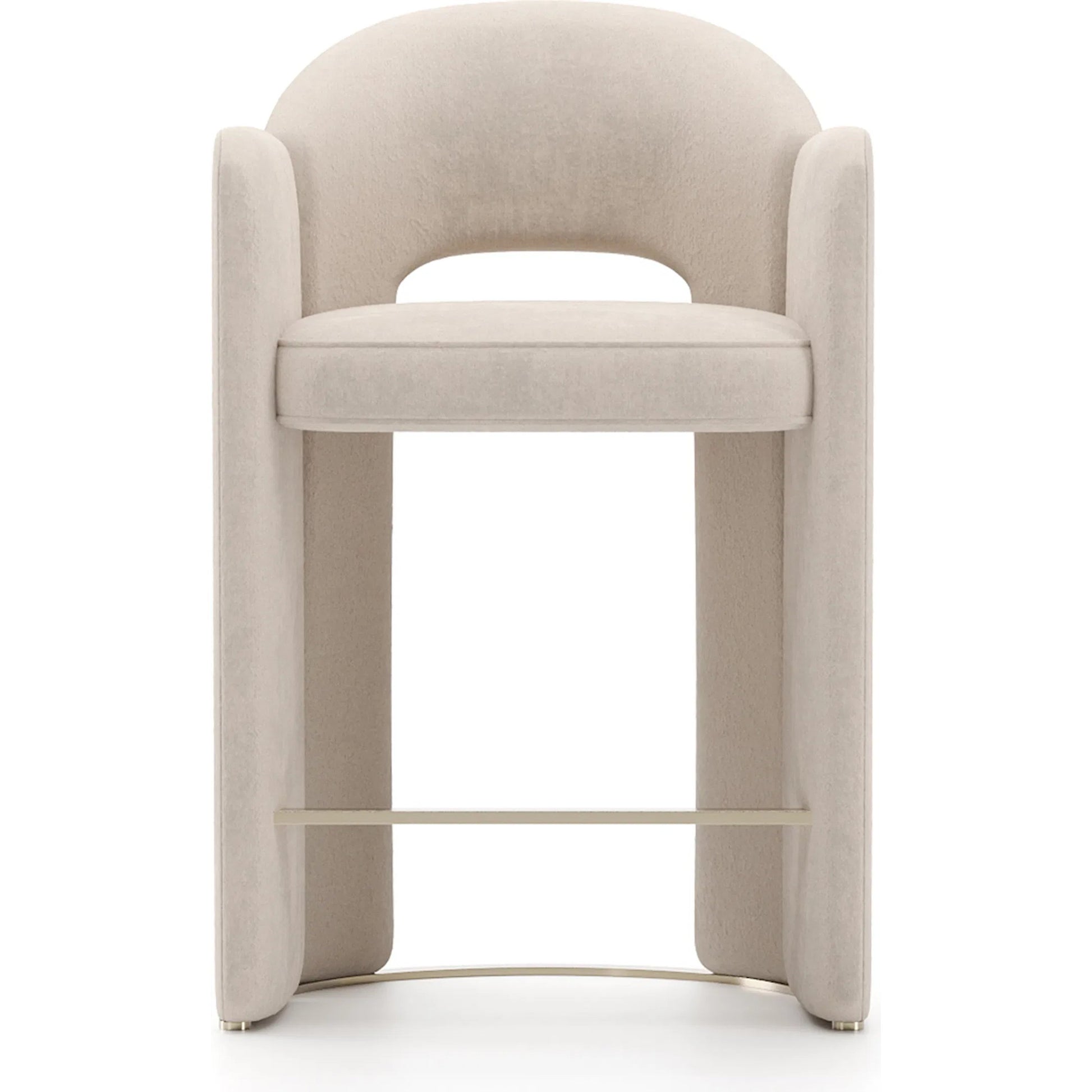 Overlap Counter Stool by Caracole in ivory and whisper of gold. Made from metal in a transitional style.