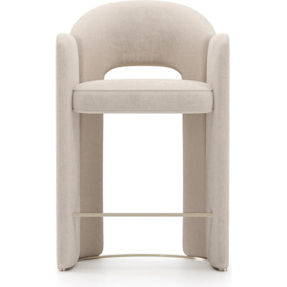 Overlap Counter Stool by Caracole in ivory and whisper of gold. Made from metal in a transitional style.