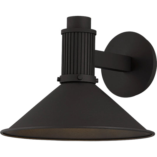Elani Exterior Wall Sconce by Troy in textured black. Made from aluminum in a modern style.