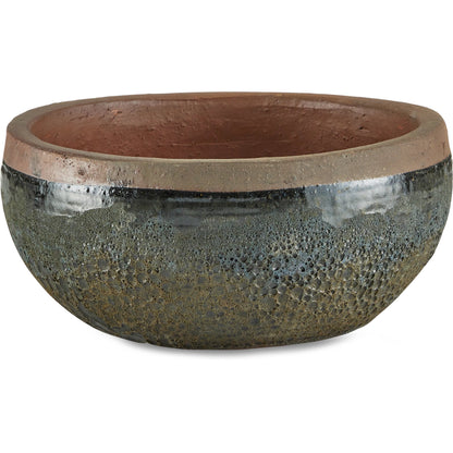 Lyra Planter by Currey and Company in reactive black. Made from ceramic in a modern style.