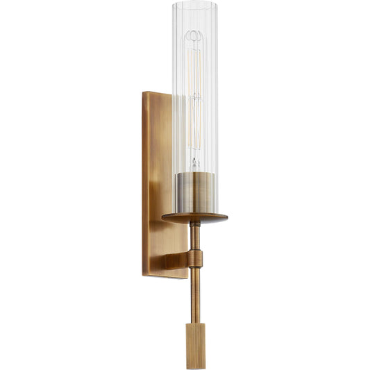 Elton Wall Sconce by Troy in patina brass. Made from steel in a unique style.