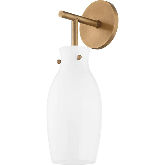 Geyser 1 Light Wall Sconce by Troy in patina brass. Made from brass in a modern style.