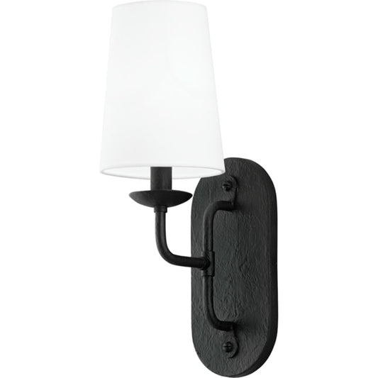 Moe Wall Sconce by Troy in black iron. Made from aluminum, stainless steel in a modern style.