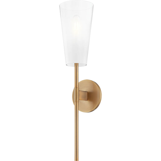 Camarillo 1 Light Wall Sconce by Troy in patina brass. Made from brass in a modern style.