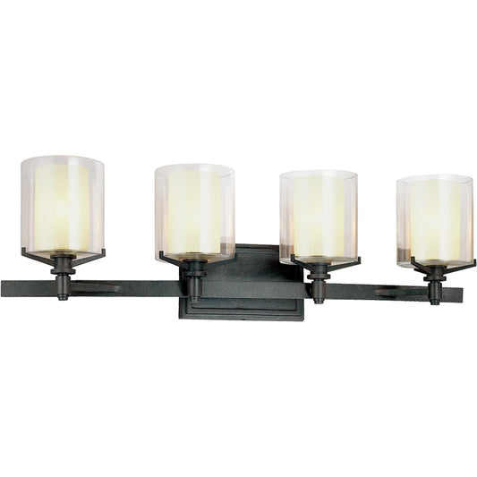 Arcadia Bath and Vanity Light by Troy in french iron. Made from hand worked iron in a unique style.