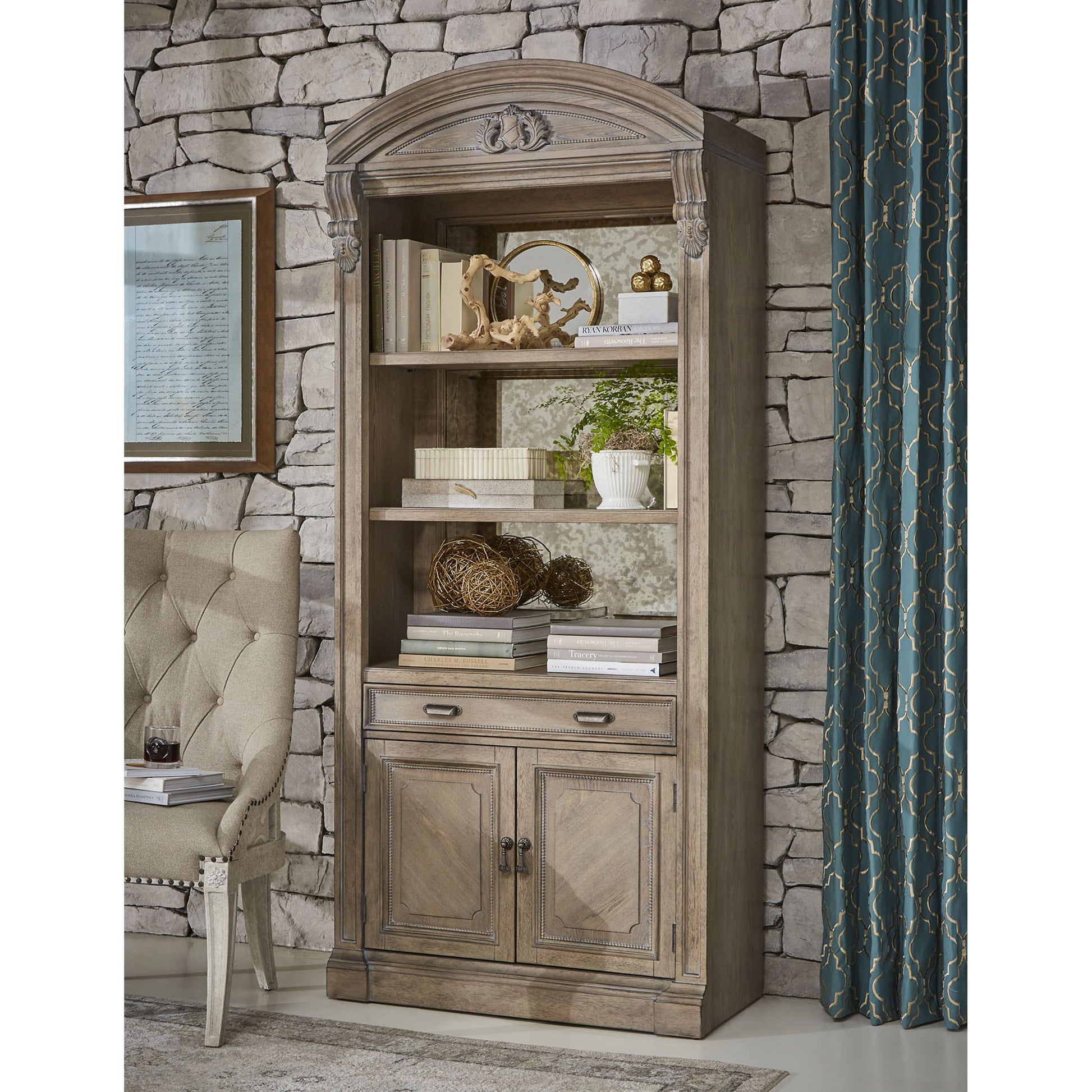 Arch Salvage Reeves Host Chair by A.R.T. Furniture. Made from parrawood solids, cathedral elm veneers in a traditional style.