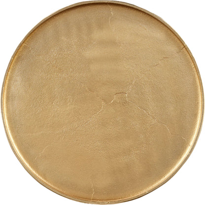 Jussi Drinks Table by Currey and Company in gold. Made from cast aluminum in a modern style.