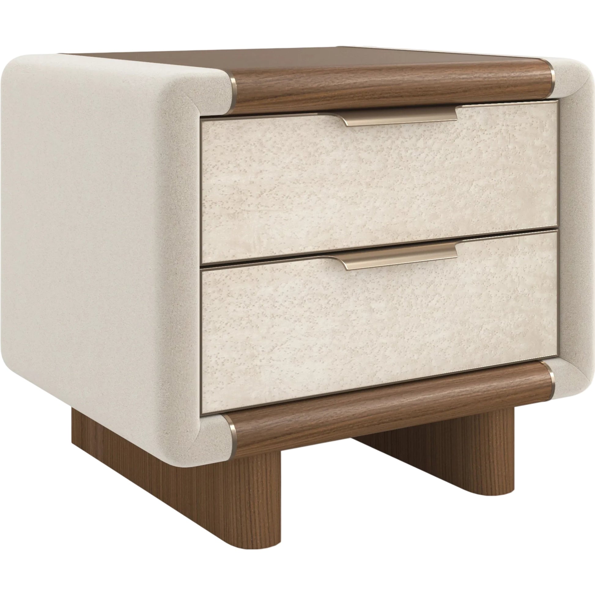 Botero Small Nightstand by Caracole in retro walnut. Made from unique in a transitional style.