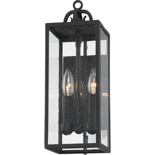 Caiden Exterior Wall Sconce by Troy in forged iron. Made from iron, steel in a transitional style.