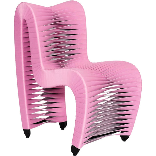 Seat Belt Pink Dining Chair by Phillips Collection in pink. Made from cotton metal, iron, wood, mdf in a unique style.