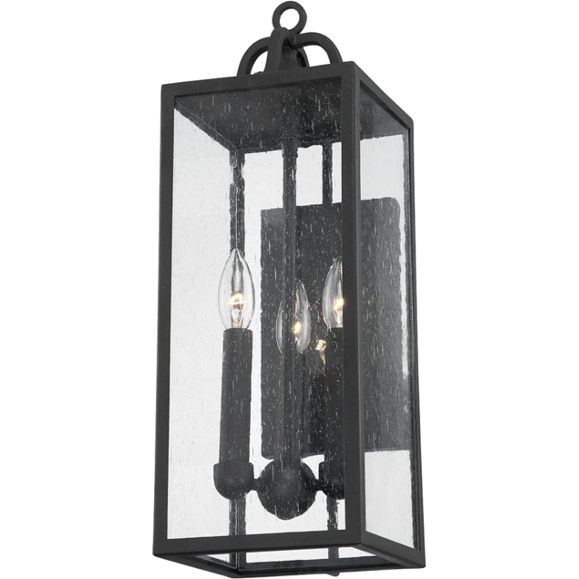 Caiden Exterior Wall Sconce by Troy in forged iron. Made from iron, steel in a transitional style.