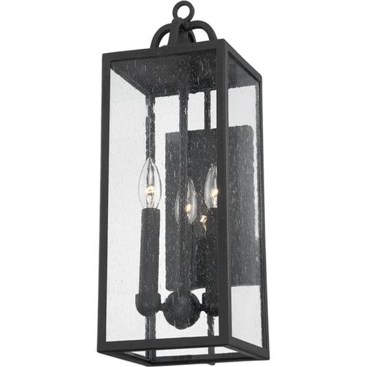 Caiden Exterior Wall Sconce by Troy in forged iron. Made from iron, steel in a transitional style.