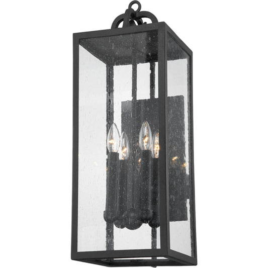 Caiden Exterior Wall Sconce by Troy in forged iron. Made from iron, steel in a transitional style.
