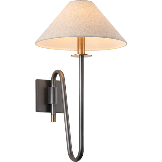 Mateo Wall Sconce by Troy in patina brass and graphite. Made from iron in a unique style.