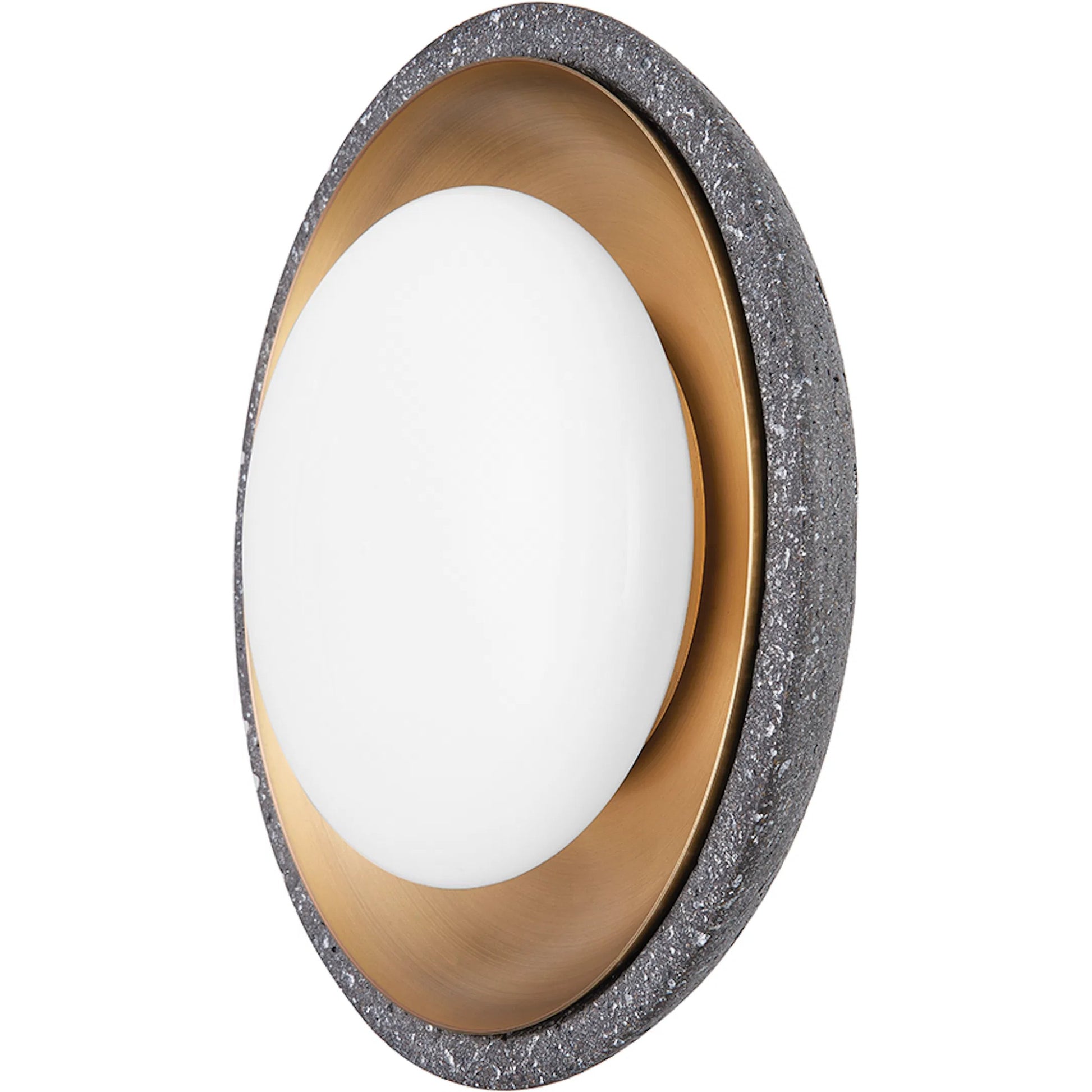Rocklin Wall Sconce by Troy in patina brass. Made from natural stone in a modern style.