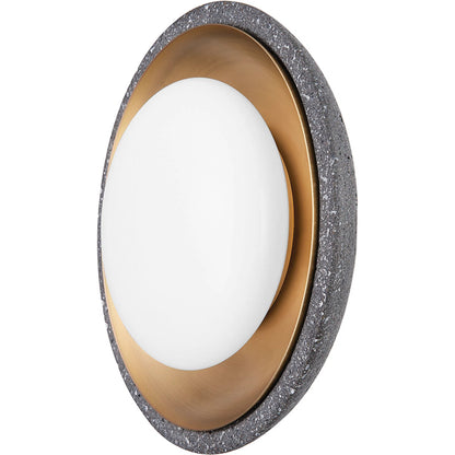 Rocklin Wall Sconce by Troy in patina brass. Made from natural stone in a modern style.