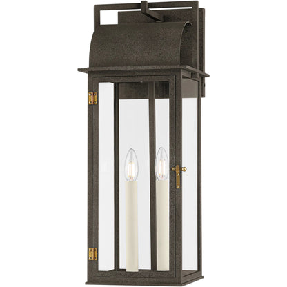 Bohen Exterior Wall Sconce by Troy in french iron, patina brass. Made from aluminum in a cottage & farmhouse style.