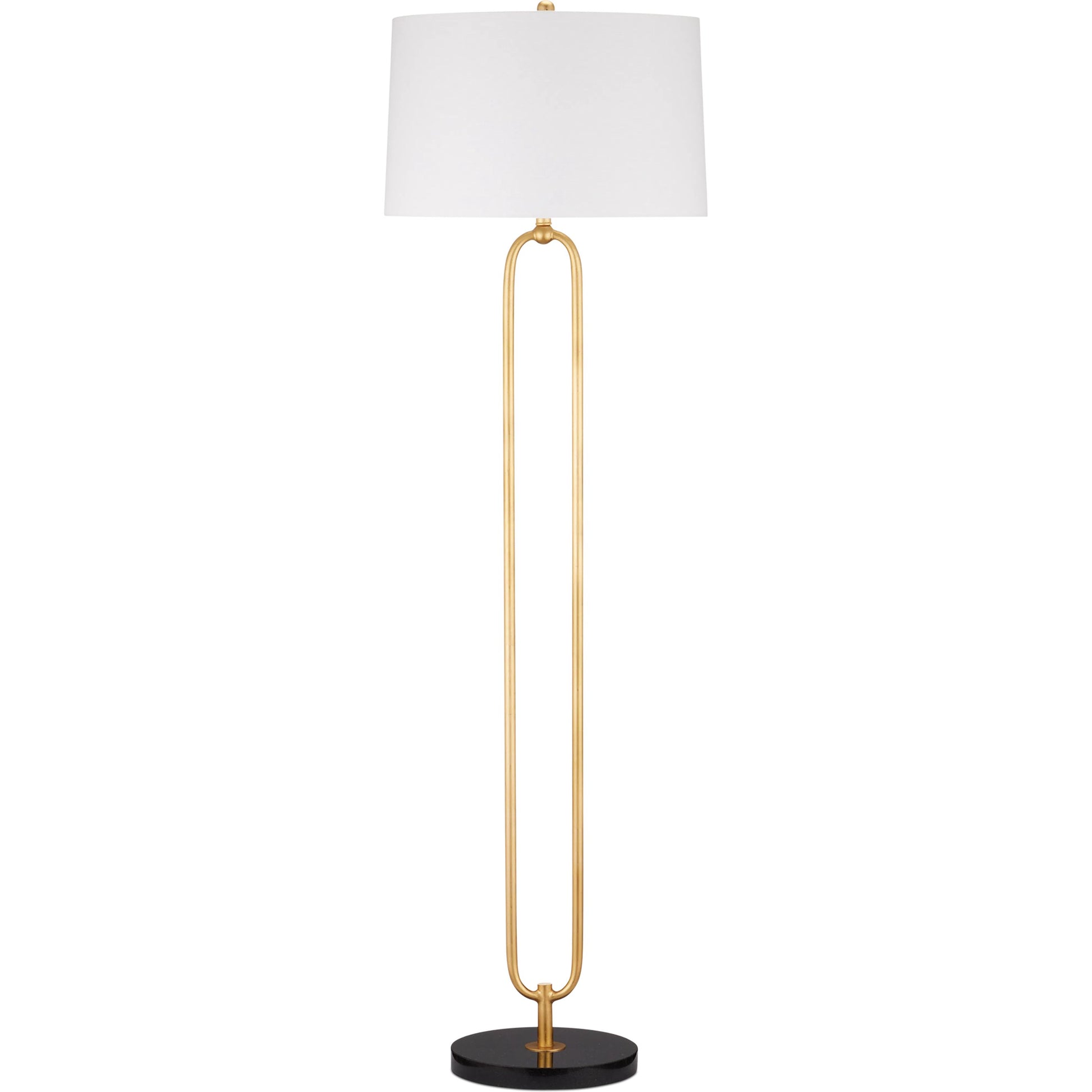 Glossary Floor Lamp by Currey and Company in contemporary gold leaf, natural. Made from metal, marble in a modern style.