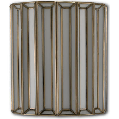 Daze Wall Sconce by Currey and Company in antique brass, white. Made from iron, milk glass in a transitional style.
