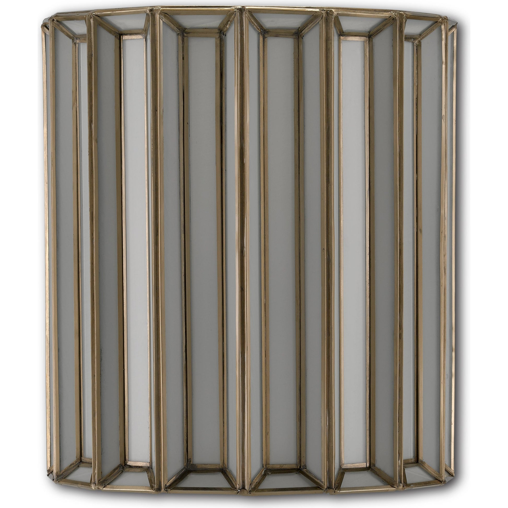 Daze Wall Sconce by Currey and Company in antique brass, white. Made from iron, milk glass in a transitional style.