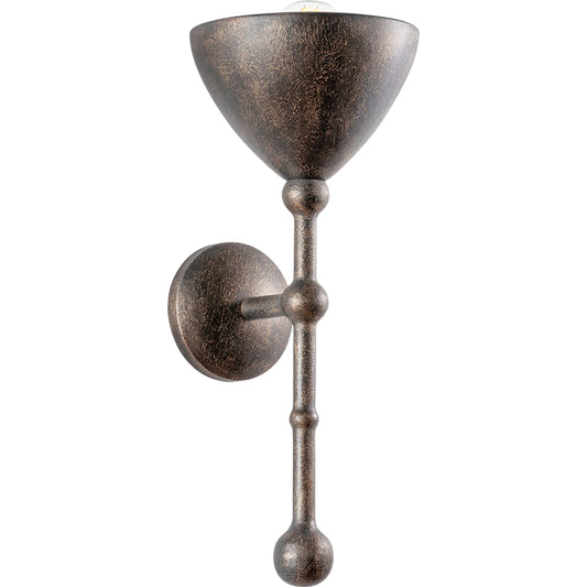 Vishal Wall Sconce by Troy in black patina gold. Made from iron in a unique style.