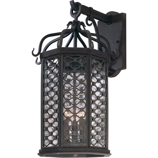 Los Olivos Wall Lantern by Troy in old iron. Made from hand forged iron in a traditional style.