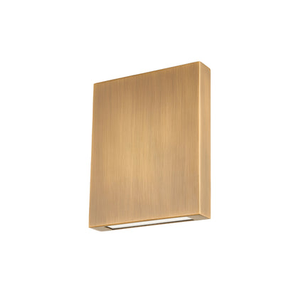 Thayne Exterior Wall Sconce by Troy in patina brass. Made from brass in a modern style.