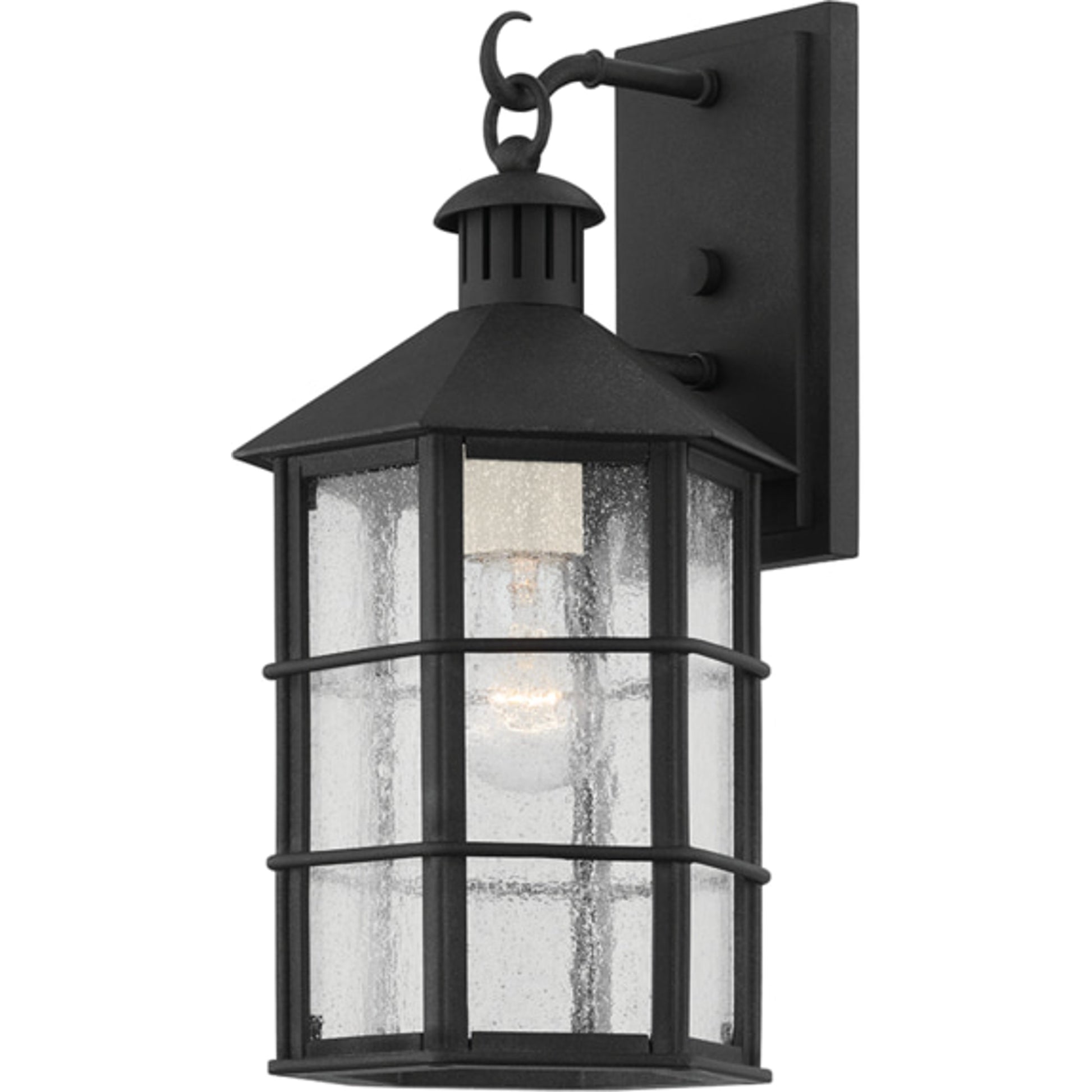 Lake County Exterior Wall Sconce by Troy in french iron. Made from iron, steel in a traditional style.