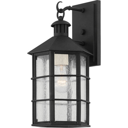 Lake County Exterior Wall Sconce by Troy in french iron. Made from iron, steel in a traditional style.