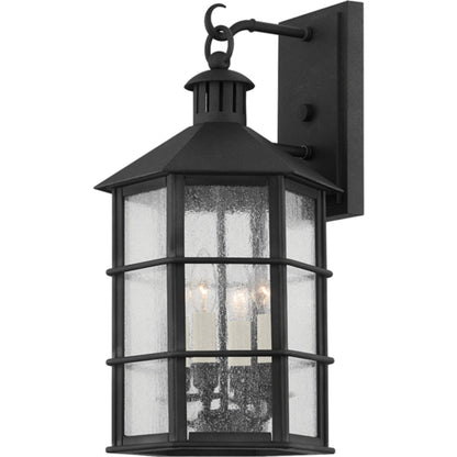 Lake County Exterior Wall Sconce by Troy in french iron. Made from iron, steel in a traditional style.