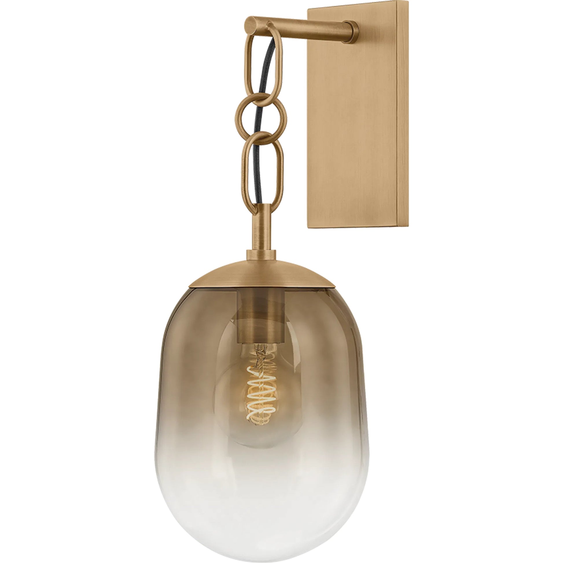 Harvey Wall Sconce by Troy in patina brass. Made from steel in a modern style.