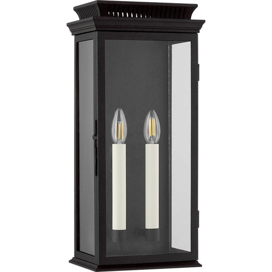 Louie Exterior Wall Sconce by Troy in forged iron. Made from aluminum in a unique style.