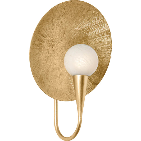 Ahmad Wall Sconce by Troy in vintage gold leaf. Made from iron in a unique style.