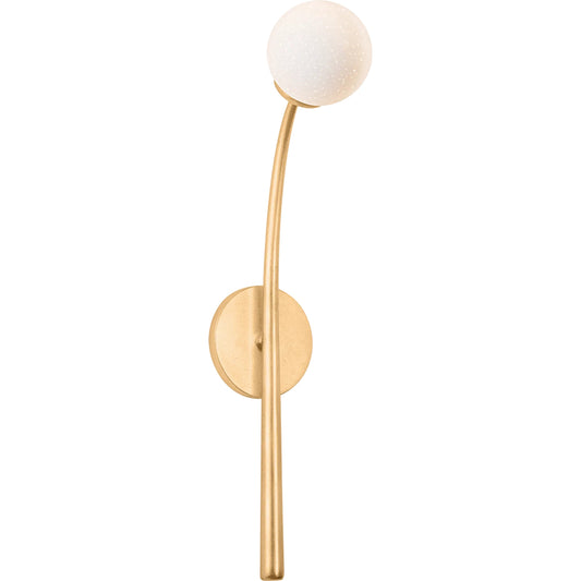 Orinda Wall Sconce by Troy in vintage gold leaf. Made from iron in a unique style.