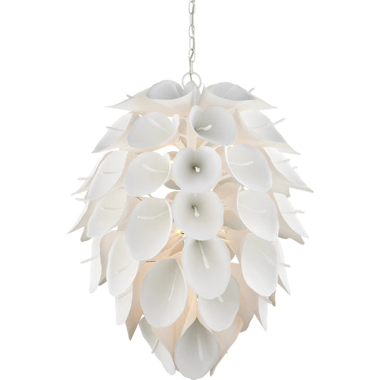 Diego Chandelier by Currey and Company in gesso white. Made from wrought iron in a modern style.