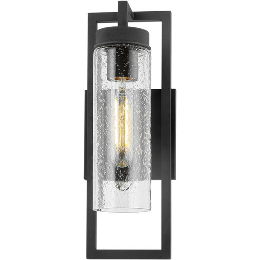 Chester Exterior Wall Sconce by Troy in textured black. Made from aluminum in a unique style.