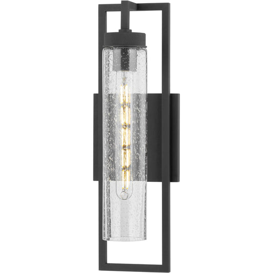 Chester Exterior Wall Sconce by Troy in textured black. Made from aluminum in a unique style.