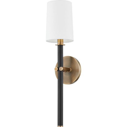 Belvedere Wall Sconce by Troy in patina brass. Made from steel in a modern style.