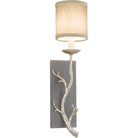 Adirondack Wall Sconce by Troy in graphite and silver leaf. Made from hand worked iron in a modern style.