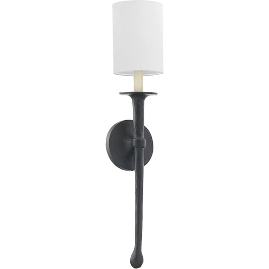 Faulkner Wall Sconce by Troy in forged iron. Made from hand worked iron in a unique style.
