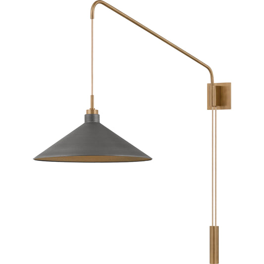 Conor Wall Sconce by Troy in patina brass and graphite. Made from steel in a unique style.